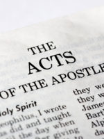 A macro detail of the book of Acts in the Christian New Testament